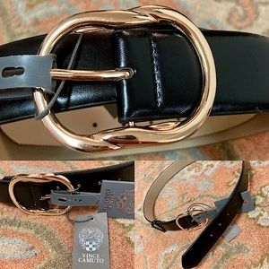 Vince Camuto Black Sm/M Gold Buckle Belt